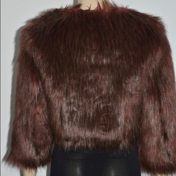 INC INTERNATIONAL CONCEPTS BURGUNDY FUR JACKET - Picture 2 of 7